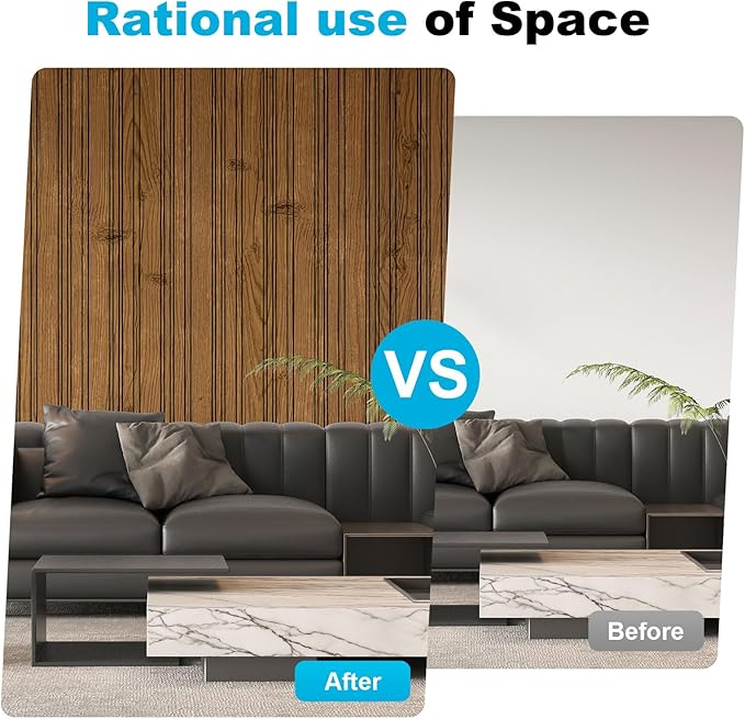 Art3d 4-Pack Glue-On Wall Panels, Wood Grain Texture Interior Wall Decor, 104"x12" Recycled Polystyrene Wainscoting Panels, Low Emission for Living Room Bedroom,Earth Teak