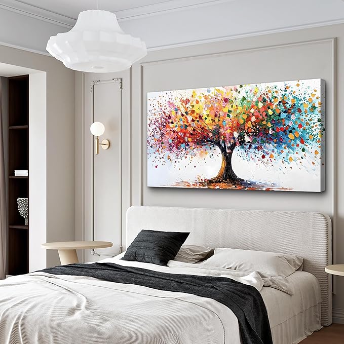 Lapremoly Large Wall Art For Living Room Abstract Wall Decor For Office Colorful Tree Landscape Wall Painting Bedroom Home Decorations Modern Framed Canvas Prints Posters Mural Artwork Hang Easy