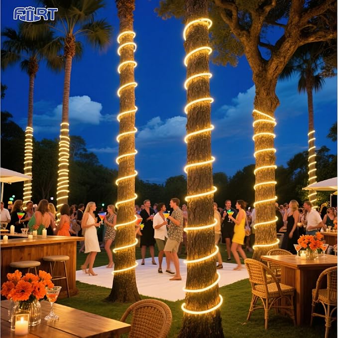 LED Neon Rope Lights 32.8FT 10M 120V AC Plug-in LED Strip Lights Connectable Waterproof Led Light Strip for Indoor/Outdoor Use, Warm White Neon Lights for Party Wedding Home Decoration ETL