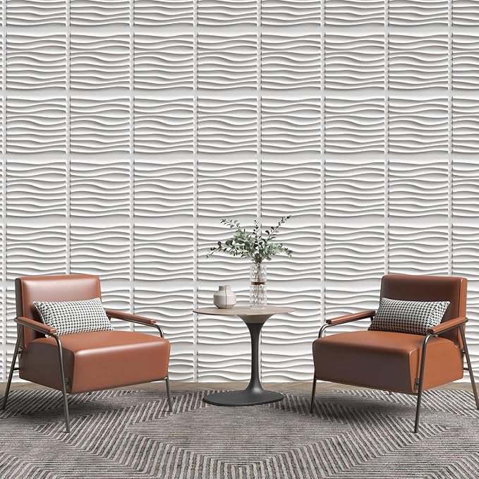 Art3d 20 Pack Decorative 3D Wall Panels, 19 Sq.Feet PVC Interior Wall Décor, 11.8"x11.8", White