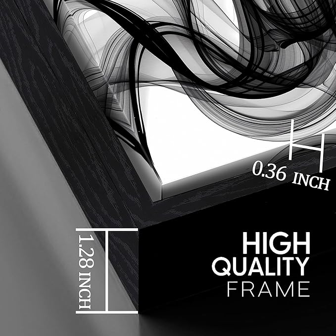 Abstract Wall Art for Living Room, Black and White Canvas Wall Decor for Bedroom, Smoke Picture Print, Large Size 59 x 29 Inches Framed