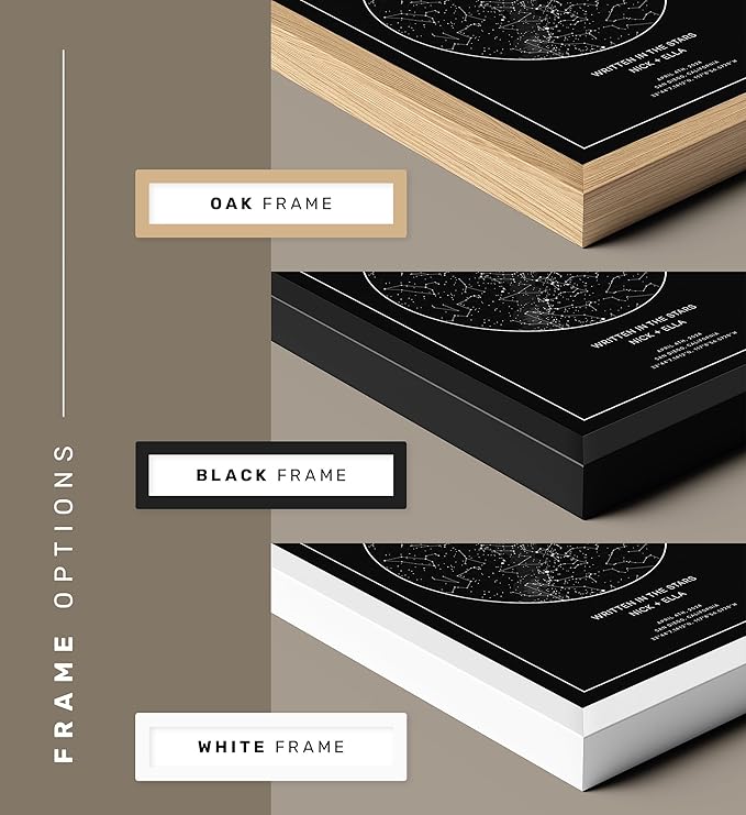 CELESTORY Custom Star Map Framed Night Sky Print Constellation Map Star Chart Gift Wall Art Poster Personalized Star Map for Specific Date Unique Gifts for Him Meaningful Gifts for Her - Pitch Black