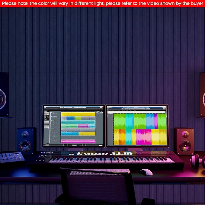 BUBOS 5 Pack Large Acoustic Panels,47.2" X 23.6" Self-Adhesive Acoustical Wall Panel, Sound Proof Panel for Office, Decorative Soundproof Wall Panels for Home Studio (Dark Blue 1)