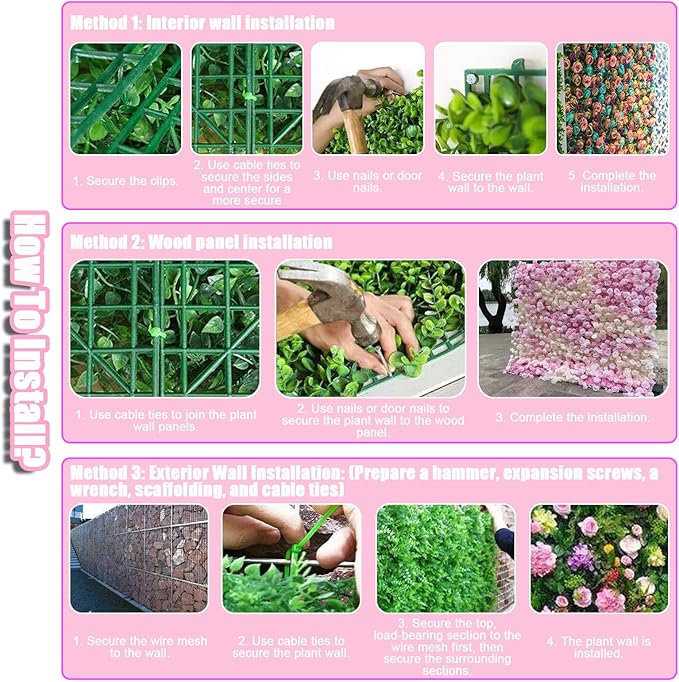 Artificial Grass Wall Panels 20"x20"(6pcs), Boxwood Hedge Green Wall Decor with Various Styles, Greenery Backdrop Privacy Screen for Indoor Home Wedding Birthday Decor Outdoor Patio (D03)