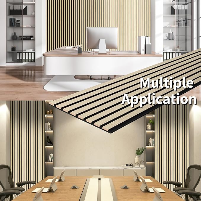 Art3dwallpanels Wood Slat Wall Panel, 108'' x 13'' Wood Panels for Wall 2 Pack 3D Soundproof Wall Panels, Large Acoustic Panels Sound Absorbing for Interior Ceiling and Wall Decor Noise Reduction,Oak