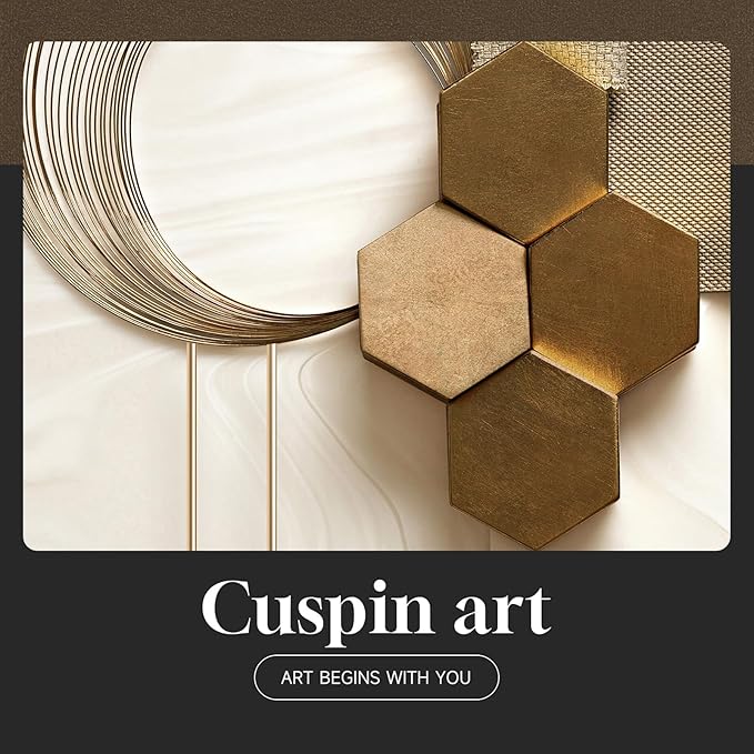 Framed Modern Luxury Gold Wall Art, 3 Piece Bright Style Art Prints Paintings Artwork for Walls, Bronze Gold Geometric Pictures for Living Room Dining Room Bedroom Wall Decor 16x24 In