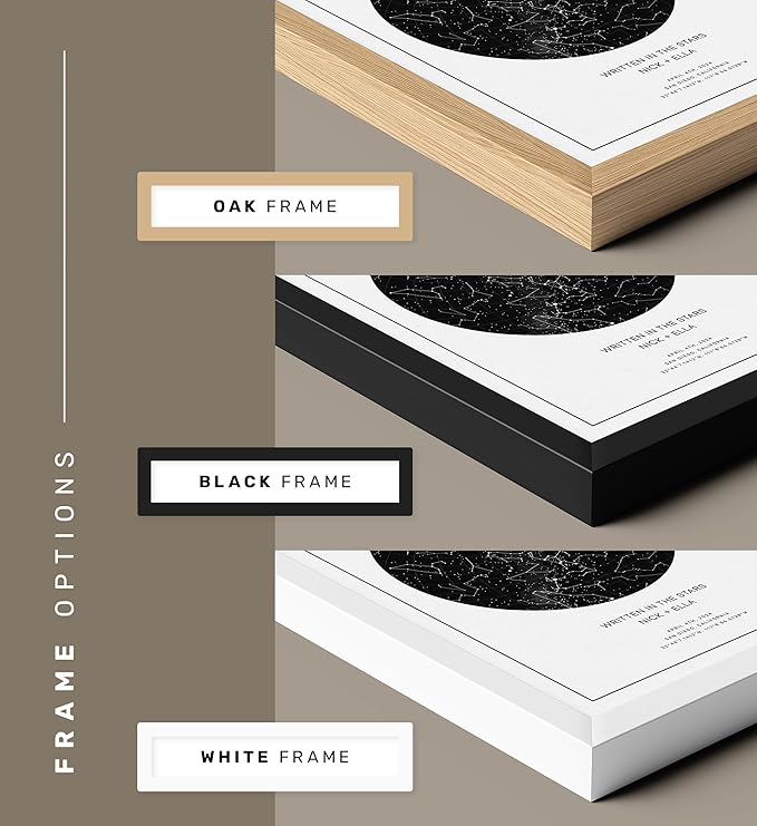 CELESTORY Custom Star Map Framed Night Sky Print Constellation Map Star Chart Gift Wall Art Poster Personalized Star Map for Specific Date Unique Gifts for Him Meaningful Gifts for Her - Star White