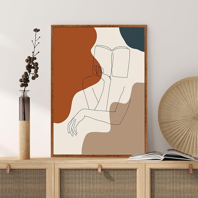 LHIUEM Abstract Woman Body Line Art Prints Elegant Framed Wall Decor Set of 3(12”X16”)Bookish Salon Canvas Wall Art Metal Esthetic Body Decor Boho Abstract Feminine Silhouette Art for Bedroom Bathroom