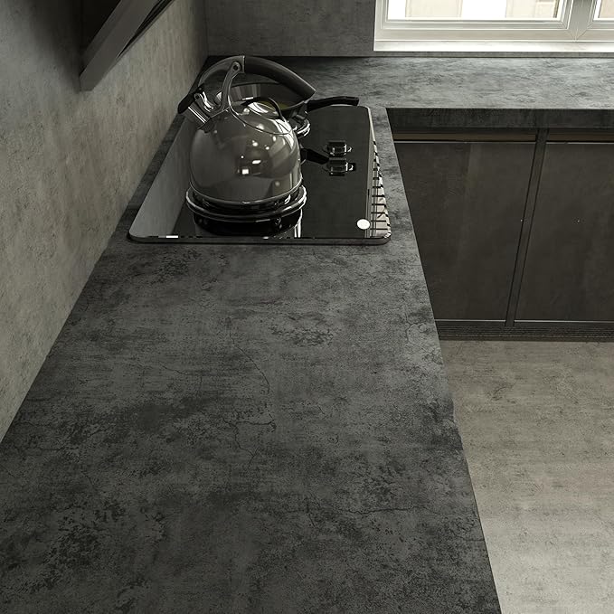 JSEVEM 31"×157" Extra Wide Thick Dark Blue Grey Concrete Wallpaper Peel and Stick Industrial Light Blue Gray Concrete Contact Paper Vinyl Waterproof Adhesive Cement Stickers for Bedroom Bathroom Walls