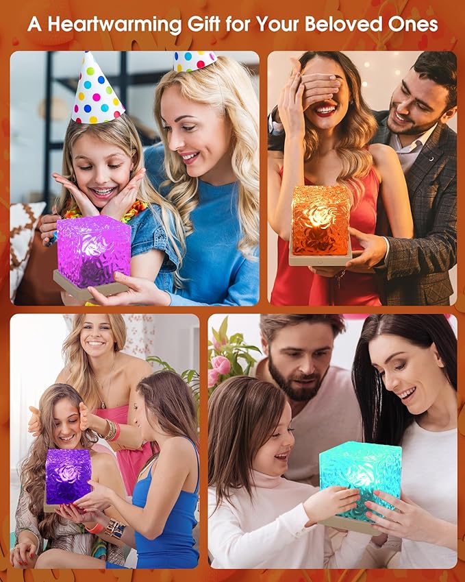 Ocean Wave Projector Light, Cordless Rechargeable,16 Colors 4 Modes Water Ripple Lamp with Touch & Remote Control for Bedroom, Northern Lights Cube Night Light for Room Decor and Mood Lighting