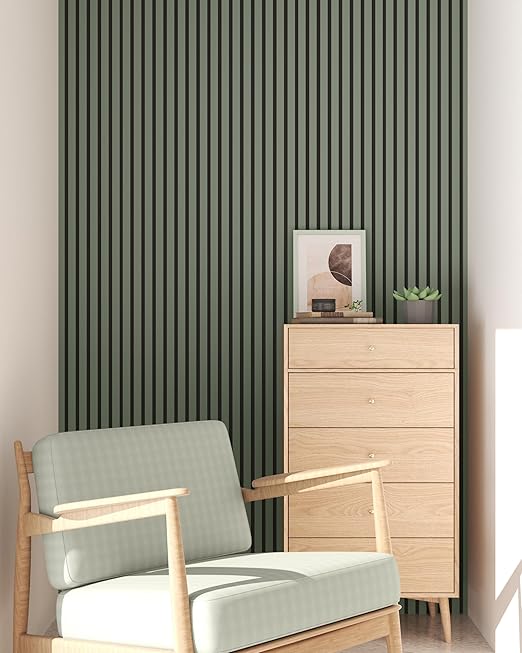 94" x 24" Acoustic Wood Slat Wall Panels – Modern Decorative Soundproof Panels for Walls & Ceilings, Premium Noise-Reducing Wood Paneling for Home & Office (Set of 10) (Alamosa Green)