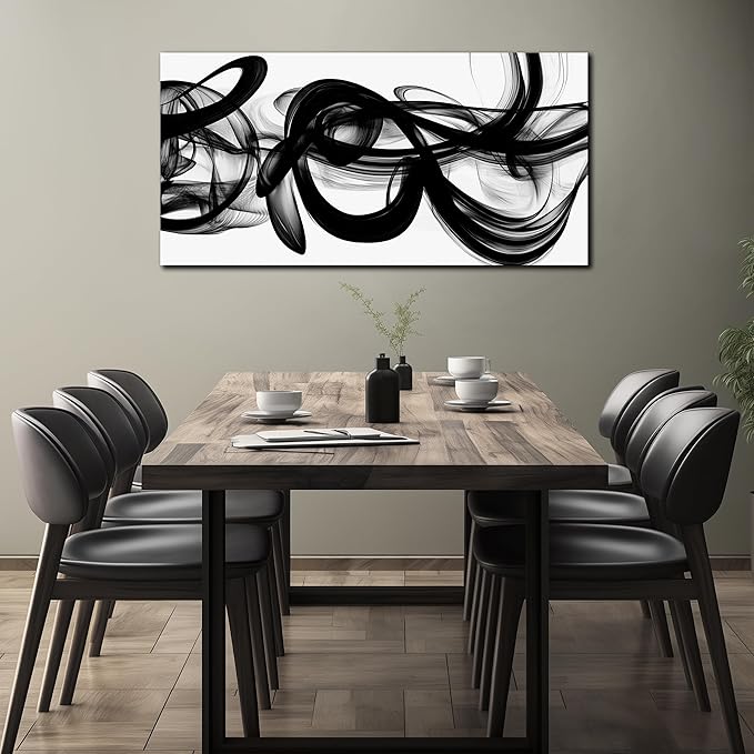 Abstract Art Wall Decor for Bedroom Black Art Paintings for Wall,Living Room Wall Art Apartment Dormitorios Decor Ready to Hang 24 x 48 Inch