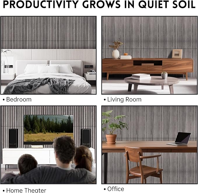 4 Pack Wood Panels for Wall, 47.2"×23.6" Wood Slat Acoustic Panels for Wall, Soundproof Panels, 3D Fluted Panels for Interior Decor (Grey)