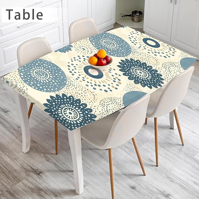 Nuxovilar Beige Blue Floral Medallion Textured Peel and Stick Wallpaper, 15.75"x39.37", Self-Adhesive Contact Paper, Vintage Tile Pattern for Bedroom, Living Room and Table Decor