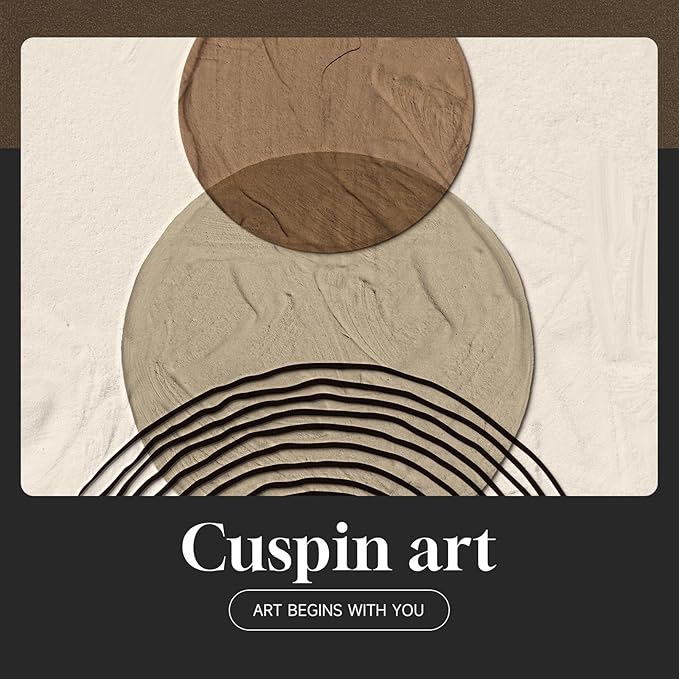 Large Boho Framed Wall Art, Set of 3 Piece Bohemian Wall Hanging Canvas Paintings Artwork for Walls, Neutral and Orange Geometric Art Prints Pictures for Living Room Bedroom Office Wall Decor 16x24 In