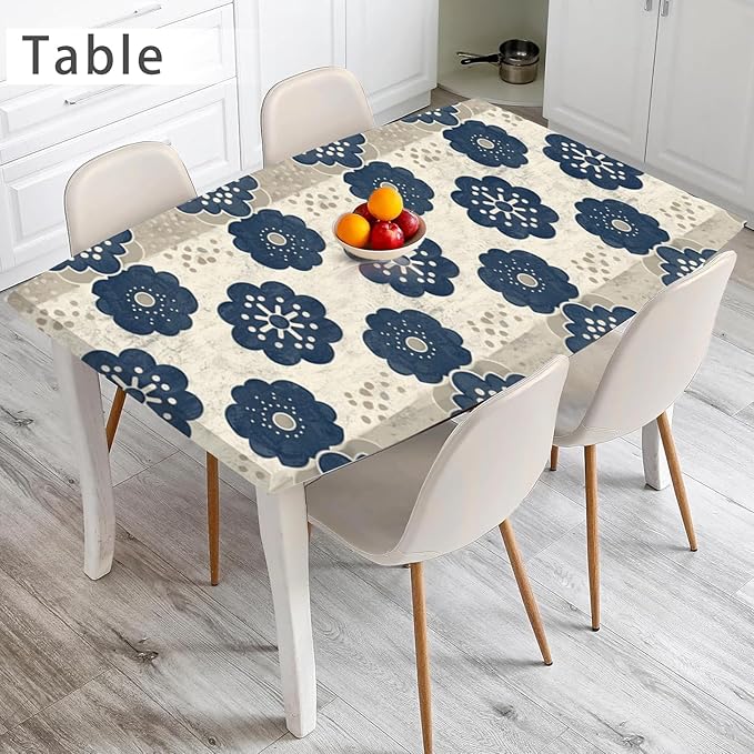 Nuxovilar Navy White Floral Medallion Textured Peel and Stick Wallpaper, 15.75"x39.37", Self-Adhesive Contact Paper, Traditional Tile Pattern for Bedroom, Living Room and Table Decor