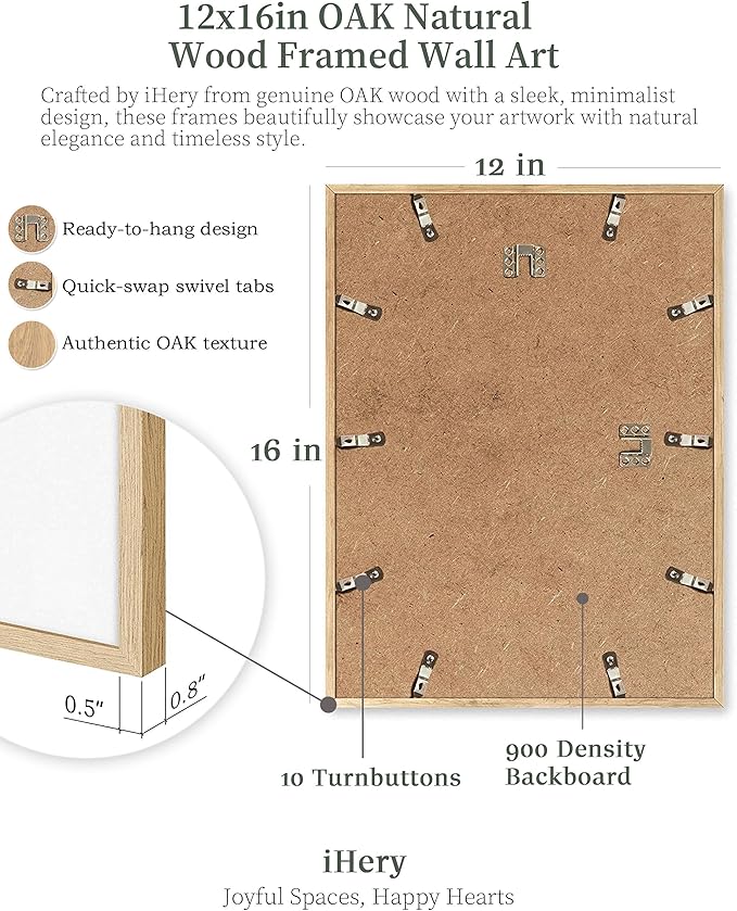 iHery Natural OAK Wood Boho Cowboy Horse Framed Wall Art, 12x16 in Southwestern Bohemian Canvas Wall Decor, Minimalist People Landscape Bedroom Wall Art, Set of 1 Abstract Poster for Living Room