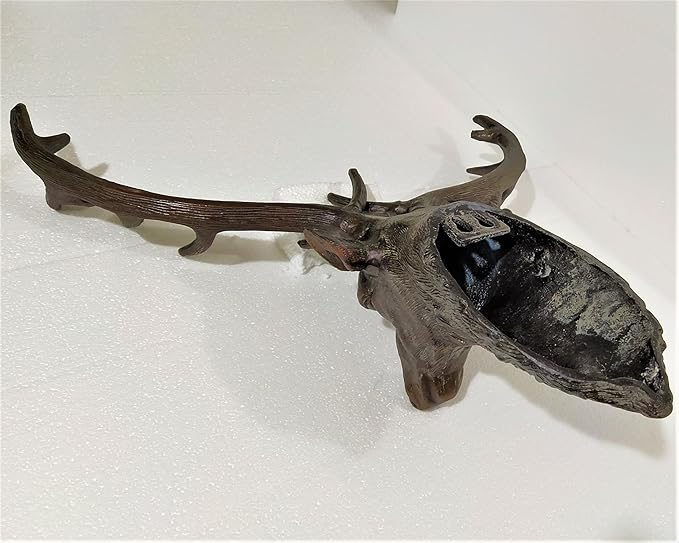 Metal Large Deer Head Wall Mount Statue Copper Antique Finish Sculpture Unique Figurine Stag Head Statue A Excellent Item For Home | Office | Restaurant Decorations