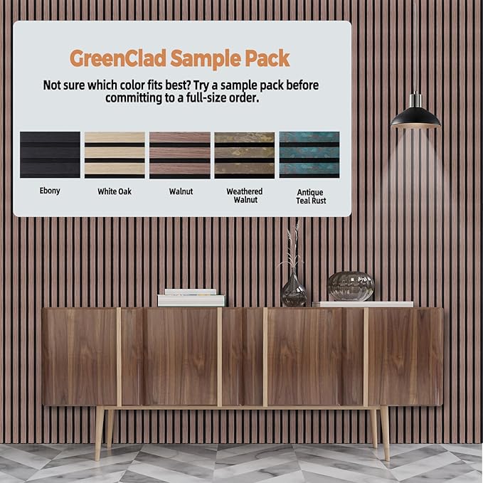 Acoustic Wall Panel Sample Kit - 5 Wood Slat Colors for Interior Wall Decor, Modern Soundproof Wall Panels