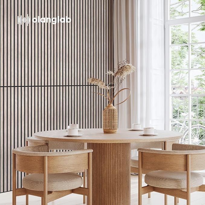 Olanglab Wood Veneer Acoustic Wall Panels 6 Pack, 23.6"×47.2" Sound Absorbing Wall Panels for Interior Wall Decor, Light Walnut