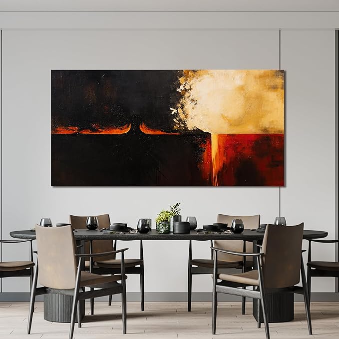 Canvas Wall Art Decor Wall Art Pictures For Living Room Black Red Vintage Wall Art Decor Abstract Art Work Decoration Modern Abstract Wall Art Prints For Bedroom Office Kitchen Wall Decor 24" x 48"