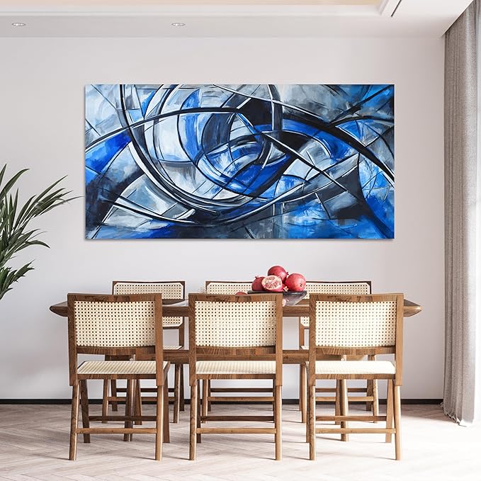 Abstract Wall Art Decor Oversized Wall Art Pictures for Living Room Abstract Canvas Art Wall Decor Modern Large Blue Wall Art Prints Black and White Wall Art Decor Bedroom Office Decor 29" X 58"