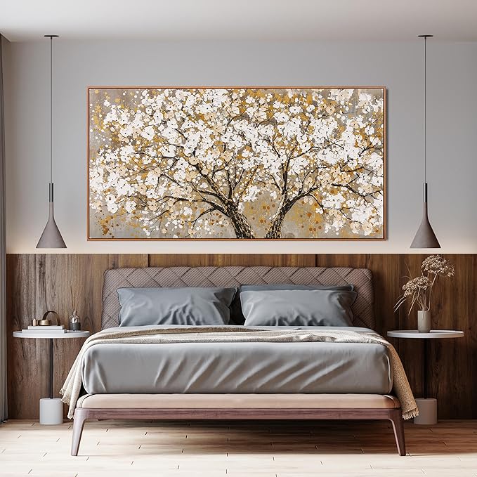 Canvas Oversized Wall Art Decor Large Wall Art For Living Room Framed Yellow Wall Art Prints Tree of Life Wall Art Canvas Art Wall Decor Artwork For Walls Modern Bedroom Office Decor 29"x58"