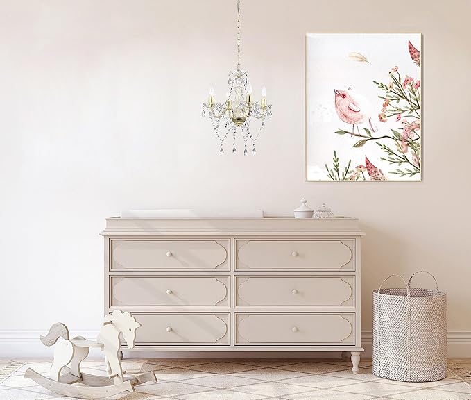 LaLuLa Antique Gold Chandelier Mini Crystal Chandelier Lighting 4 Light Small Modern Chandelier for Dining Room