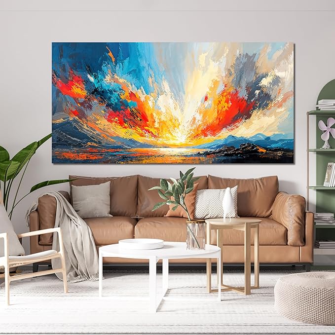 Canvas Wall Art Decor Large Wall Pictures for Living Room Canvas Art Wall Decor Abstract Coastal Landscape Wall Art Artwork for Walls Modern Colorful Wall Art Prints Bedroom Office Wall Art Decor 24"X48"