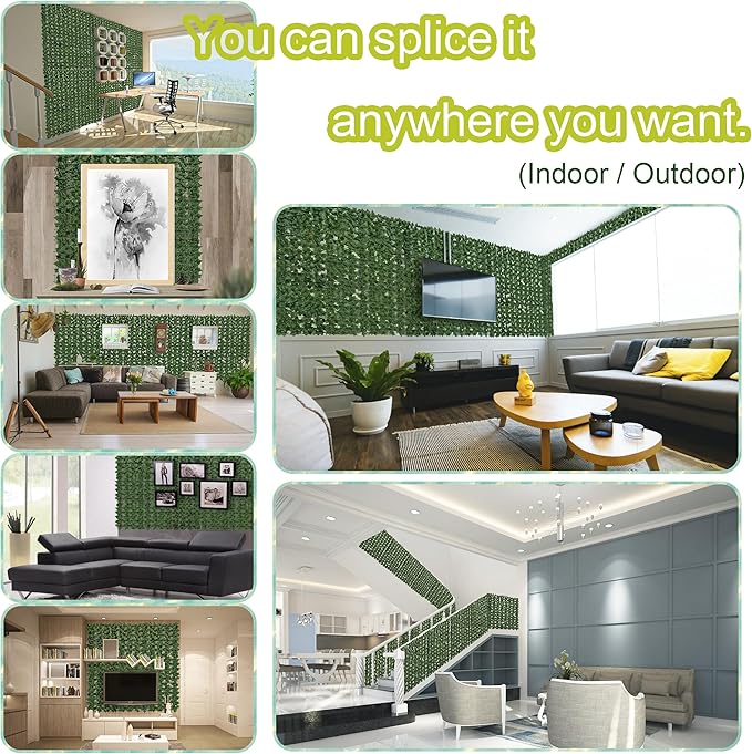 Artificial Ivy Privacy Fence Screen: 140"x 40"(39.2 SQFT) UV-Anti Faux Hedge Fence and Fake Ivy Vine Leaf Wall Panels for Indoor&Outdoor Green Backdrop, Garden Greenery Decor