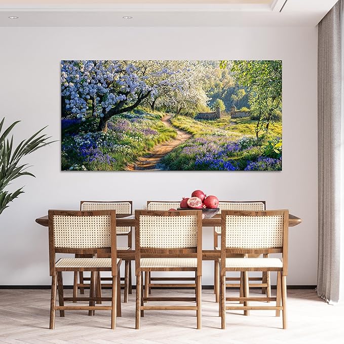 Large Canvas Wall Art Decor Large Modern Green Wall Art for Living Room Flower Tree Wall Art Prints Nature Art Work for Wall Decor Landscape Artwork for Walls Kitchen Bedroom Office Decor 29"X58"