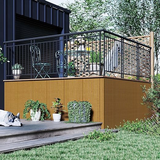 3D Faux Wood Wall Panels for Exterior – Waterproof WPC Decorative Siding Slat Covering, Outdoor UV 8 FT (L) x 0.53 FT(H) Resistant Wall Decor, Easy Install Design (Glaze, Pack of 10 Piece)