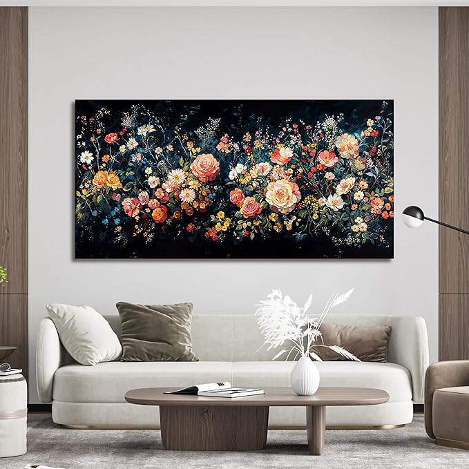 Canvas Wall Art Decorations Canvas Art Wall Decor Vintage Green Wall Art Decor Wall Pictures for Living Room Artwork for Walls Colorful Flower Wall Art Prints Bedroom Kitchen Wall Art Decor 20" X 40"