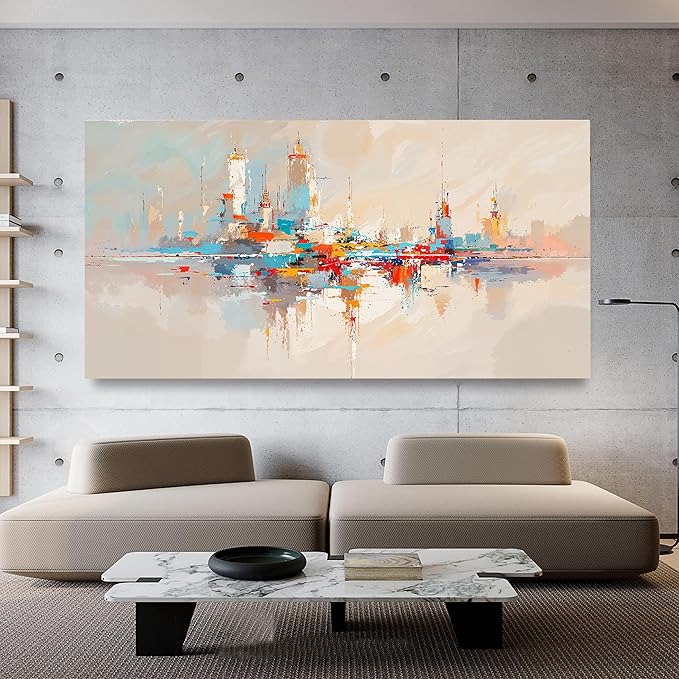 Canvas Wall Art Decor Large Wall Art Pictures for Living Room Abstract Canvas Art Wall Decor Modern Artwork for Walls Oversized Colorful Abstract Wall Art Decorations Bedroom Home Wall Decor 29" X 58"