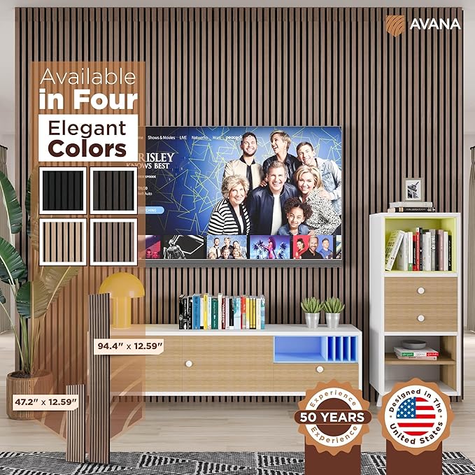 Avana Acoustic Wood Wall Panels – 47.2 X 12.6 Inch Walnut Acoustic Panels 1 PC – Wall Panels For Interior Wall Decor for Homes, Offices, Studios – Modern Sturdy And Durable Wood Panels For Wall