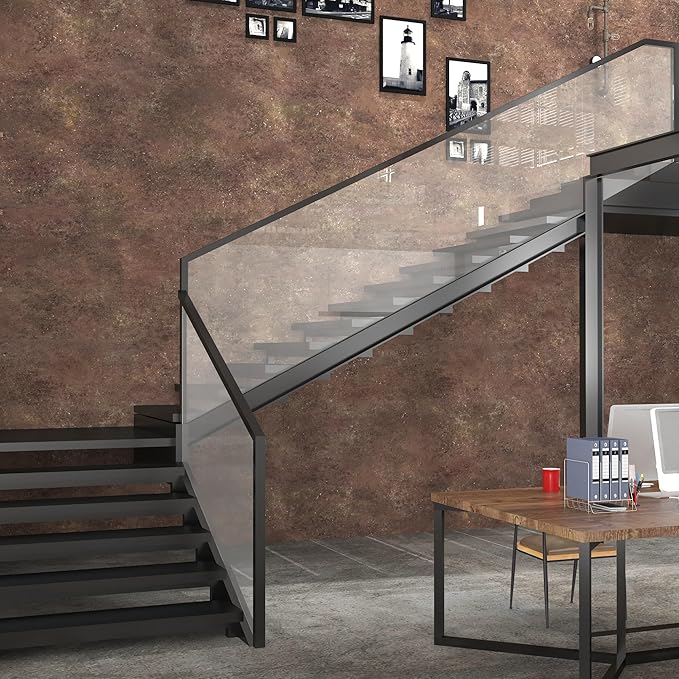 32x157inch Wide Concrete Wallpaper Peel and Stick Retro Brick Red Granite Countertop Contact Paper Brown Stone Wall Paper Matte Thicken Bubble-Free Design Waterproof Self-Adhesive Vinyl Wall Stickers