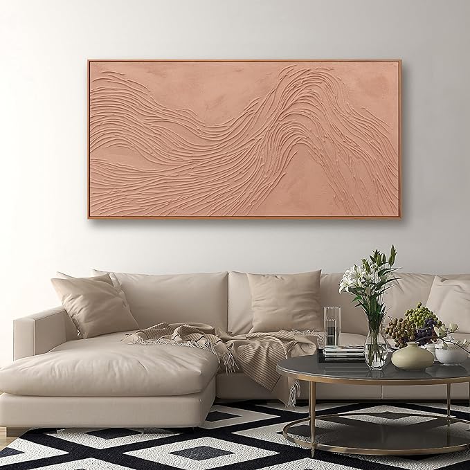 Canvas wall Art Wall Decor Bedroom Pictures Wall Decoration Artwork Abstract Wall Art Hand Painted Reddish Brown Variational Texture Minimalist Modern Art large Modern Painting Pictures for Living Room Home Kitchen Office 24"*48" With Framed