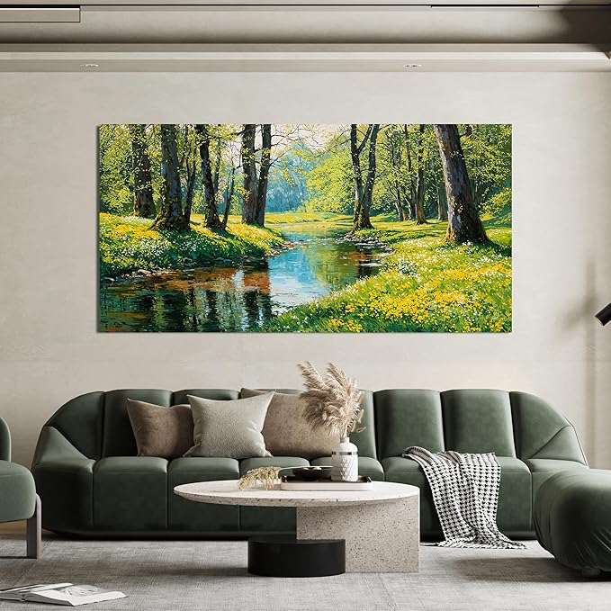 Canvas Oversized Wall Art Decor Large Wall Art Pictures for Living Room Modern Landscape Wall Art Prints Botanical Canvas Art Wall Decor Nature Forest Wall Art Decorations Bedroom Office Decor 29"X58"
