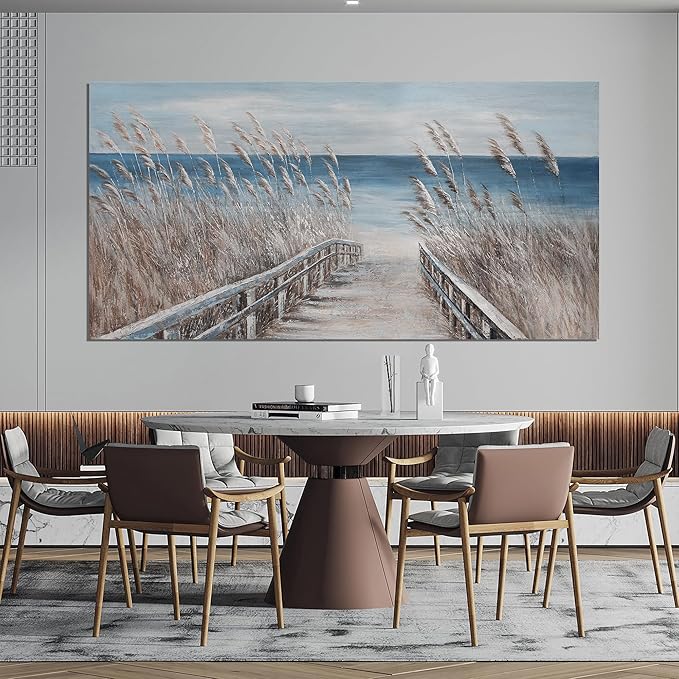 Canvas Wall Art Decor Oversize Modern Wall Art Decorations Blue Beach Coastal Artwork for Walls Textured Wall Art Prints Pictures Wall Decor Wall Art For Walls Home Office Decoration 35" X 70"