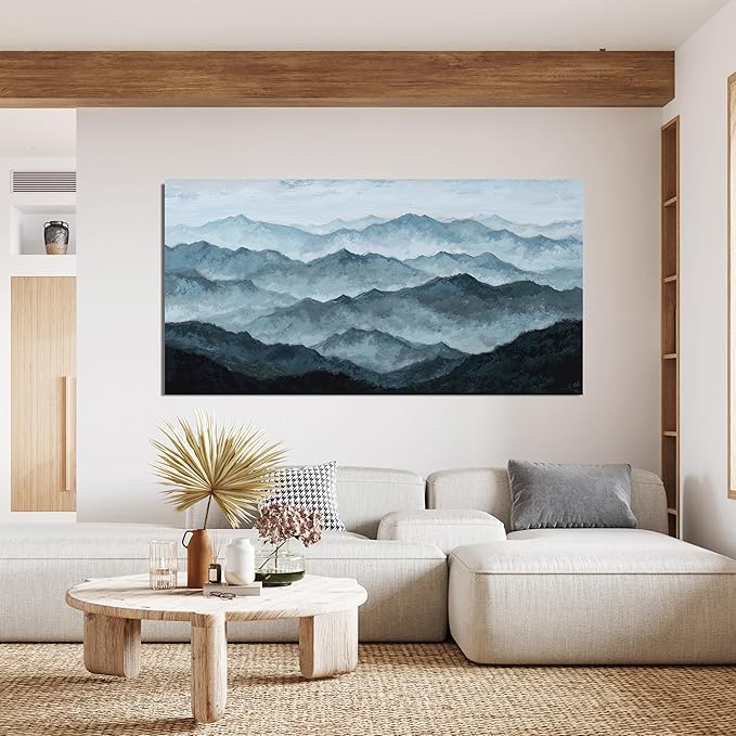 Abstract Wall Decor Modern Canvas Wall Art Large Abstract Wall Art for Living Room Grey Green Mountain Modern Home Artwork Prints Canvas Wall Decorations on Bedroom Ready to Hang Size 29"X58"