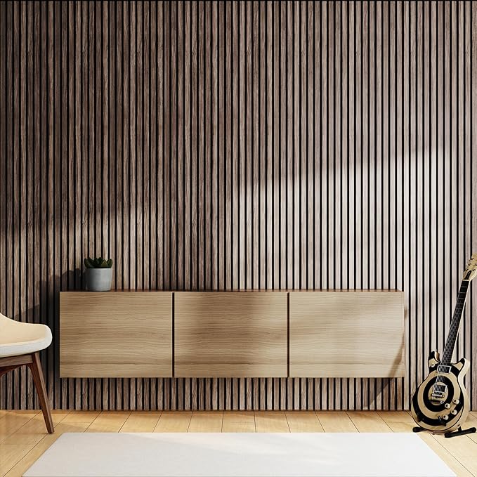 2-Pack Acoustic Wood Slat Panels - Soundproof Wall Paneling for Interior Decor