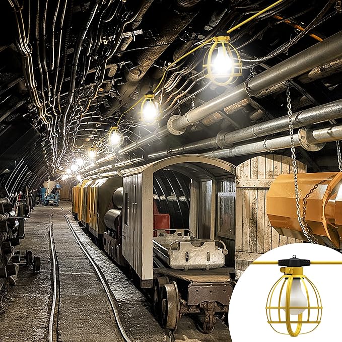 LEDIARY 200FT Construction String Lights, 20 Bulbs 200W 21000LM Work Lights with 20 Medium Base Sockets, Linkable Temporary Construction Lighting for Job Site Workshop Basement