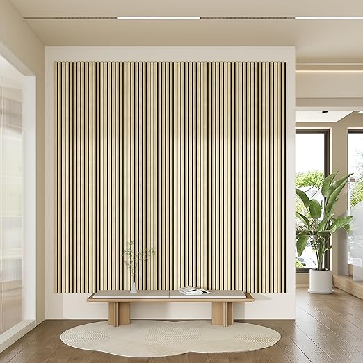 Casaphoria Acoustic Wall Panels, 4 PCS 23.6"x23.6", 3D Soundproof Wall Panels, Wood Slat Wall Panels for Home Office & Accent Walls, Oak