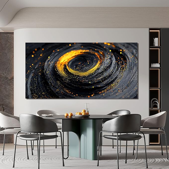 Abstract Wall Art Decor Wall Art Pictures for Living Room Abstract Canvas Art Wall Decor Large Black Gold Wall Art Prints Modern Wall Art Decorations Artwork for Walls Office Home Decor 24"X48"