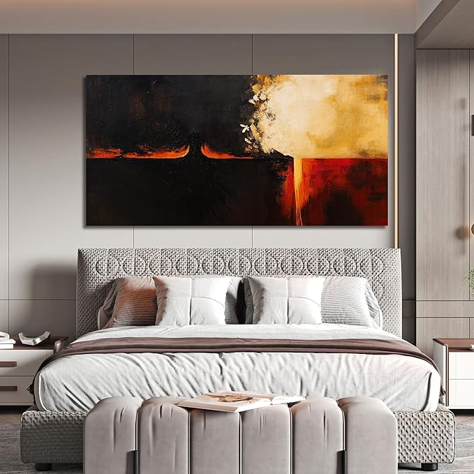 Canvas Wall Art Decor Wall Art Pictures For Living Room Abstract Art Black Red Vintage Wall Art Decor Art Work Decoration Modern Abstract Wall Art Prints For Bedroom Office Kitchen Wall Decor 20"x40"