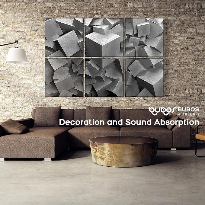 BUBOS 6 Pack Art Acoustic Panels Soundproof Wall Panel,70.8X47.2 Inches Large Sound Absorbing Panel,Self-Adhesive Decorative Acoustical Wall Panels, Acoustic Treatment for Home OfficeïŒSilent BlocksïŒ