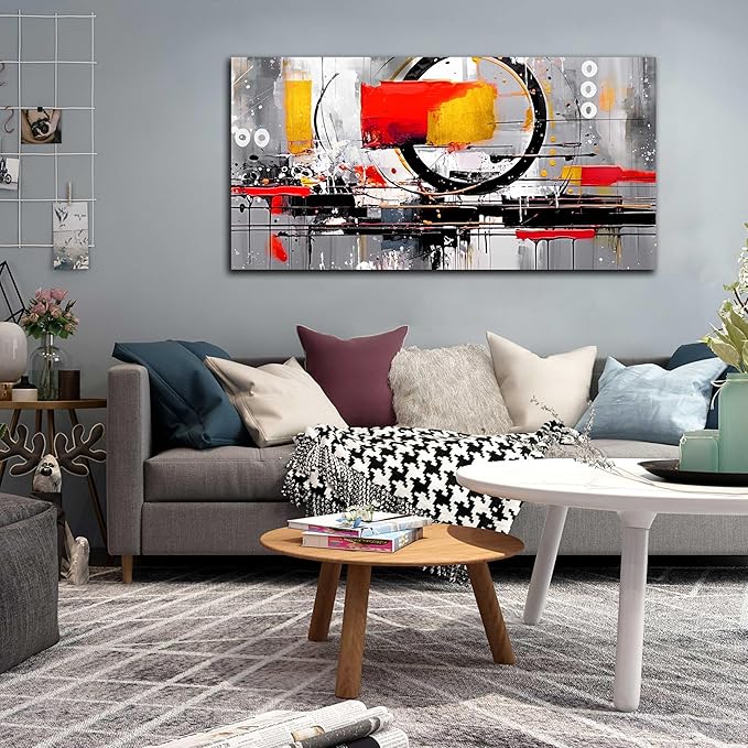 Abstract Canvas Art Wall Decor for Living Room - Modern Wall Art for Office Ready to Hang Size 24" x 48"