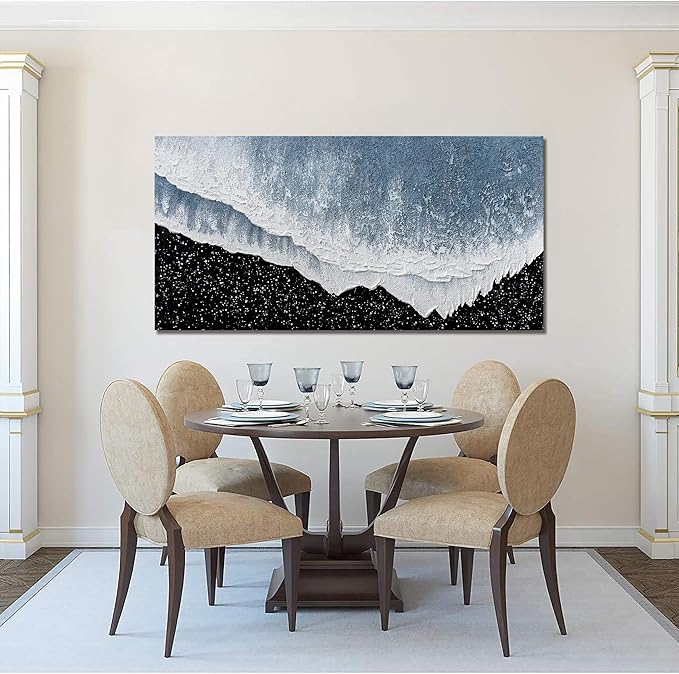 Canvas Wall Art Decor Modern Large Wall Art For Living Room Blue Beach Wall Art Prints Black and White Wall Art Decor Wall Pictures Canvas Art Work For Bedroom Office Kitchen Wall Decor 20"x40"