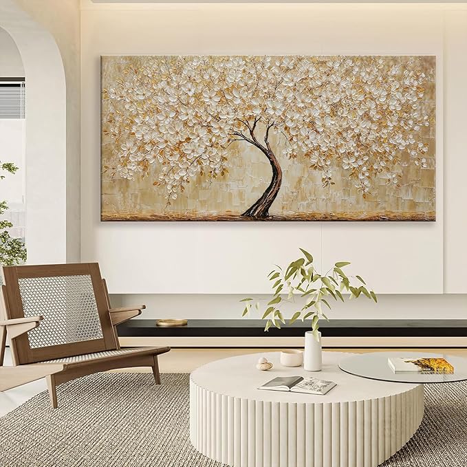 Large Botanical Wall Art For Living Room Gold Tree Floral Canvas Art Wall Decor Print Abstract Wall Decor Picture Gold Tree Of Life Abstract Art Picture For Bedroom Hotel Office Home Artwork 29"X 58"