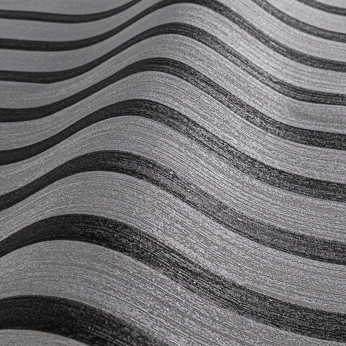 A.S. Création Non-Woven Wallpaper with Wall Panel Motif 0,53 x 10,05 m - Grey Anthracite Black - Wood Look Wallpaper Made in Germany - 786284